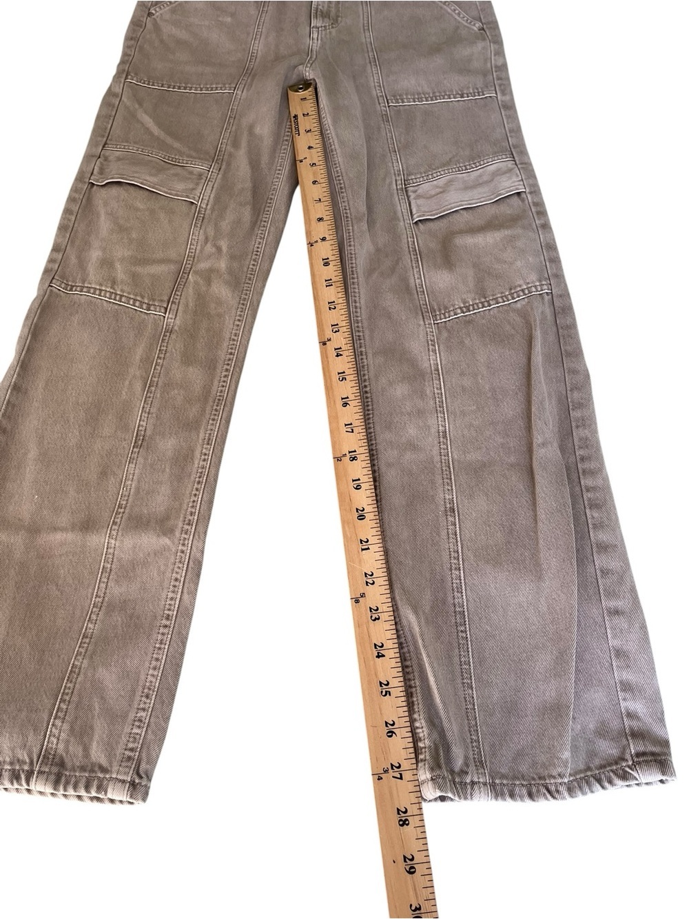 AGOLDE Utility Carpenter Wide Leg Jeans Taupe Gray High Rise Size 25 - Picture 6 of 9